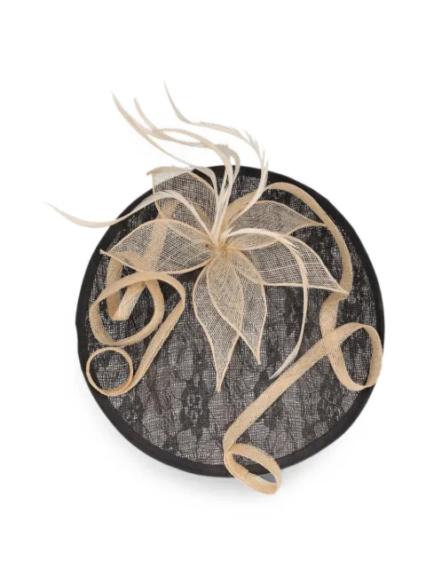 Vintage feather-detail fascinator hat