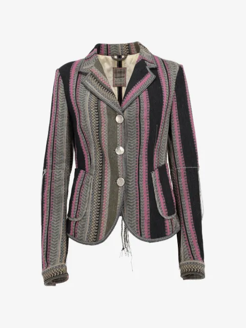 Marithé + François Girbaud Vintage striped fringe-detail blazer