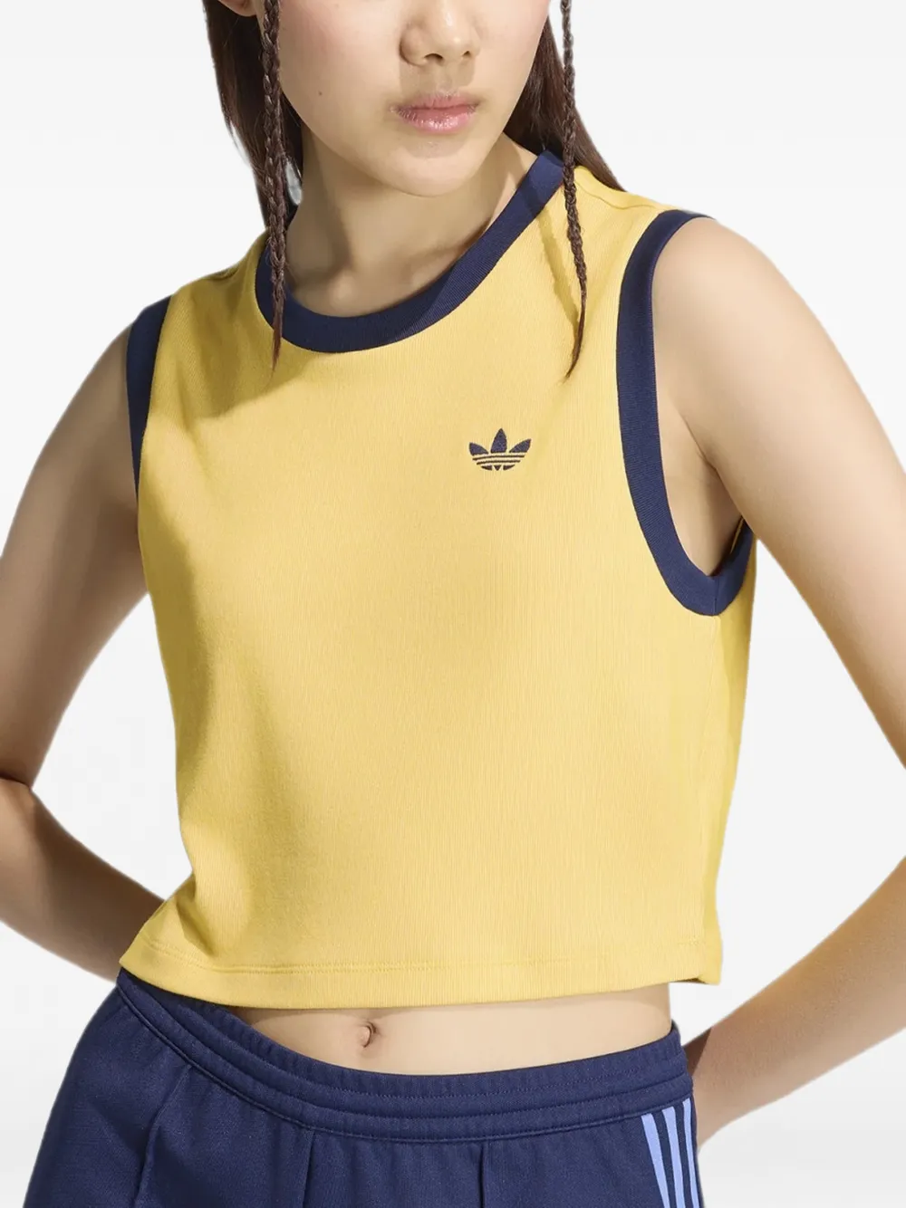 adidas logo-embroidered tank top Geel