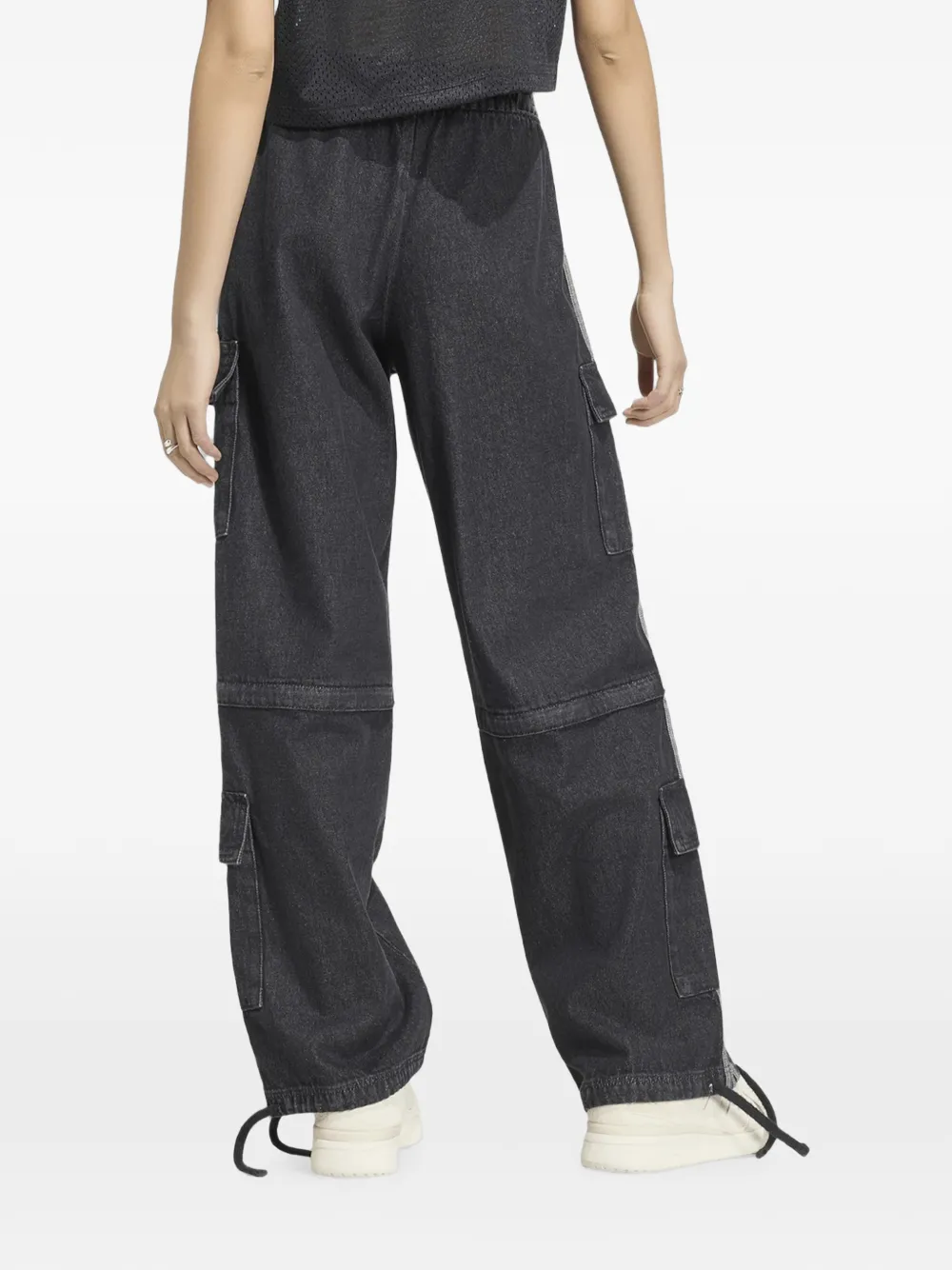 adidas side-stripe cargo-pocket jeans Zwart