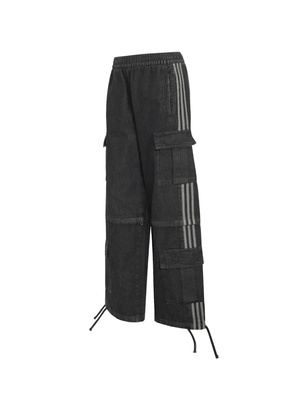 adidas side-stripe cargo-pocket jeans - Nero