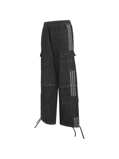 adidas side-stripe cargo-pocket jeans