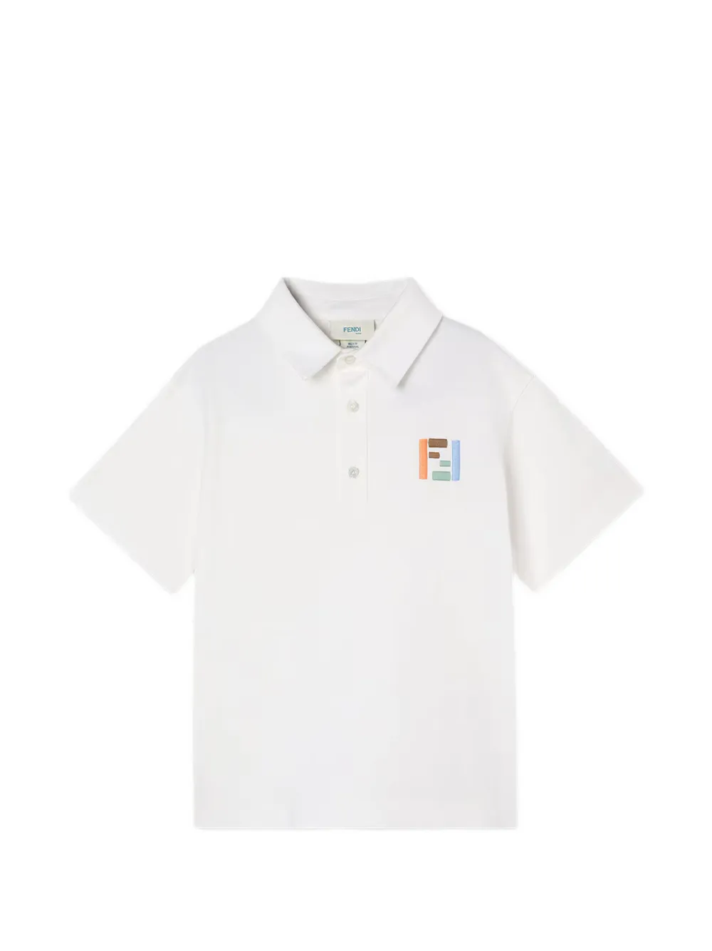 Fendi Kids FF-embroidery polo shirt - Bianco