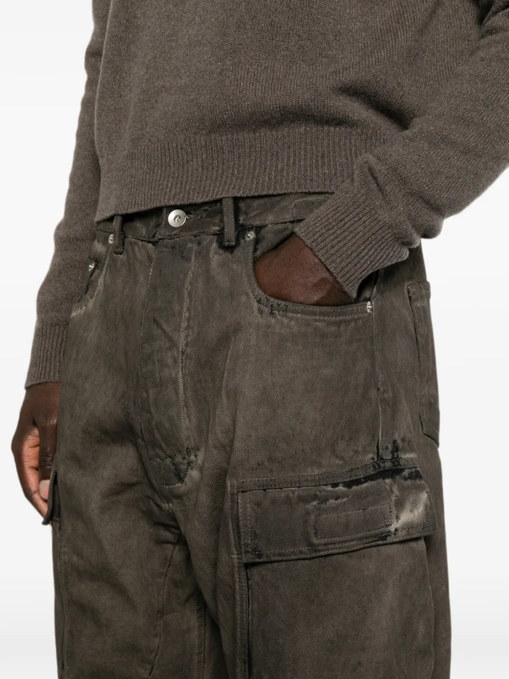 Rick Owens DRKSHDW Jeans met vervaagd effect en riemlus Grijs
