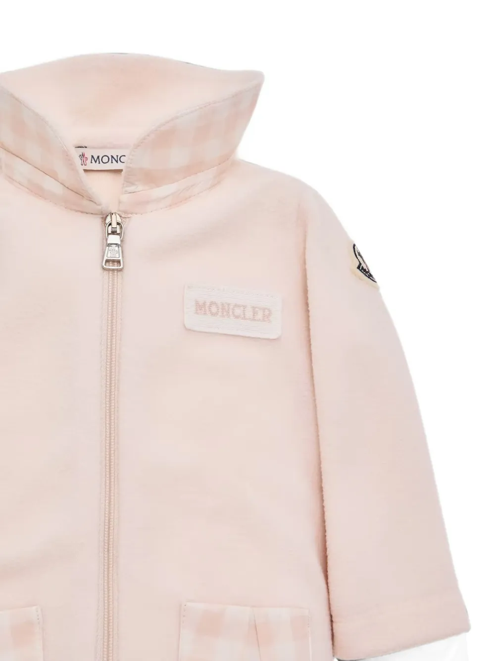 Moncler Enfant Fleece romper met geruite zak Roze