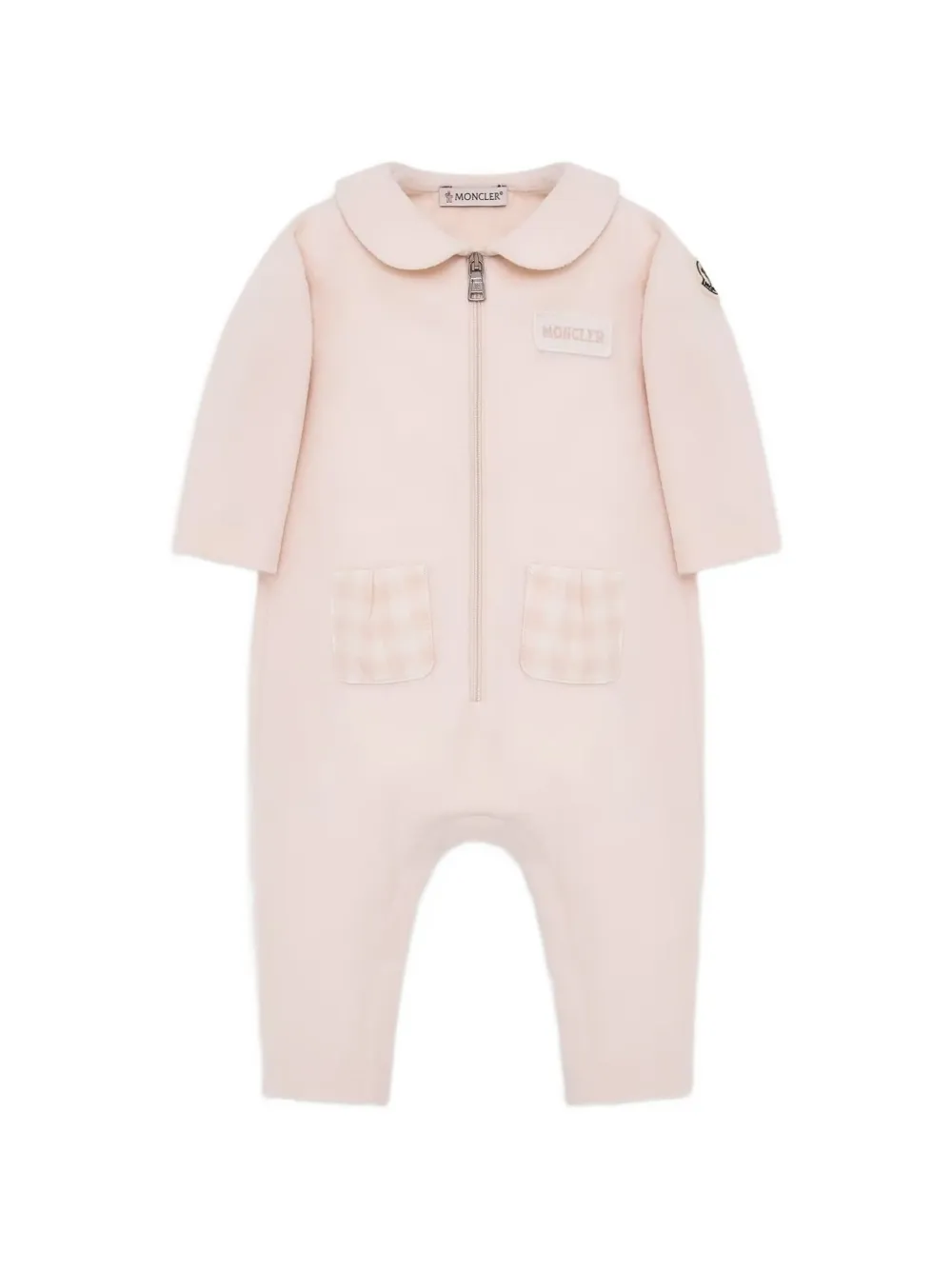Moncler Enfant grenouillère à patch logo - Rose