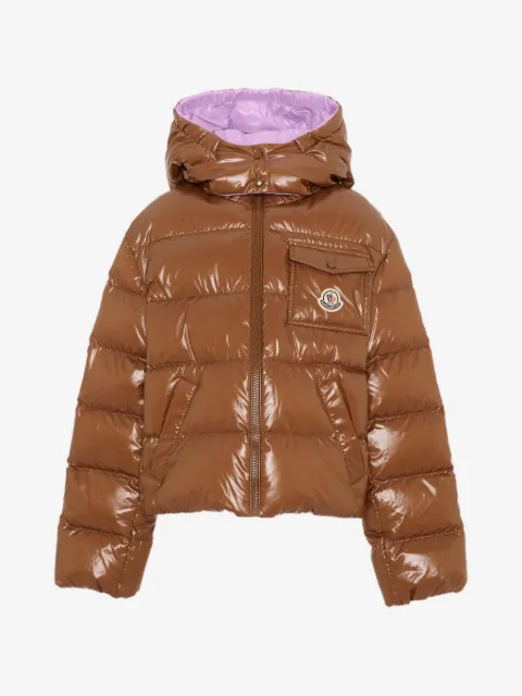 Moncler Enfant logo-patch quilted zip-up hooded jacket