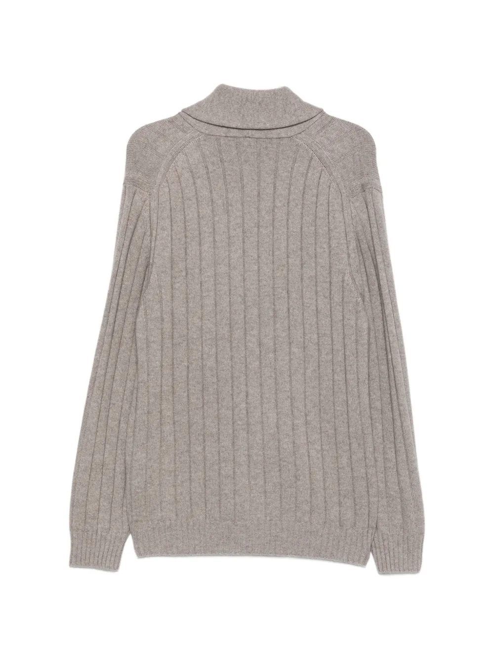 Brunello Cucinelli ribbed shawl-collar cardigan Grijs