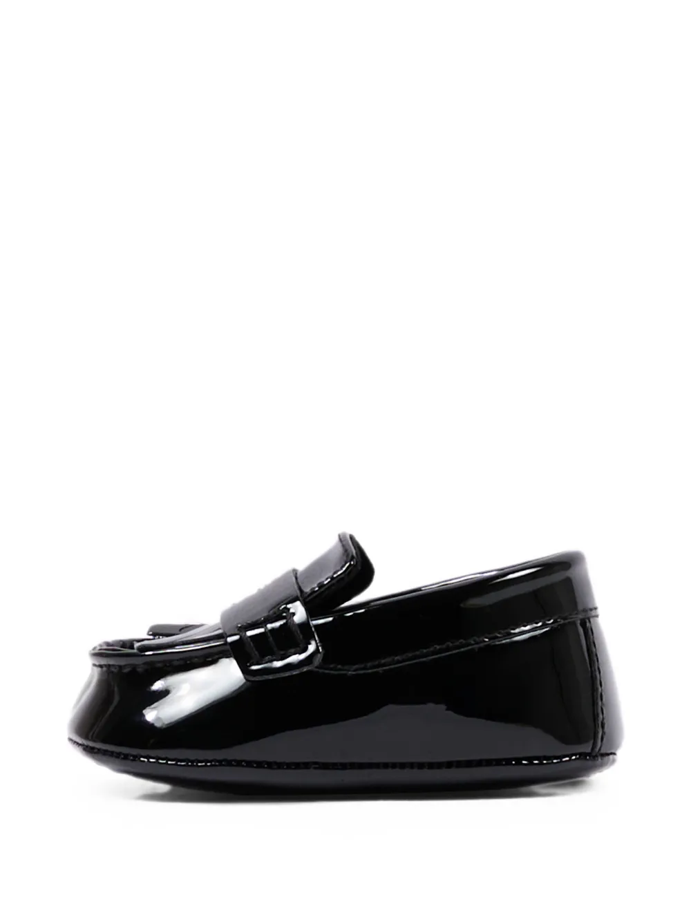 Tommy Hilfiger Junior patent-calf leather fringed loafers Zwart