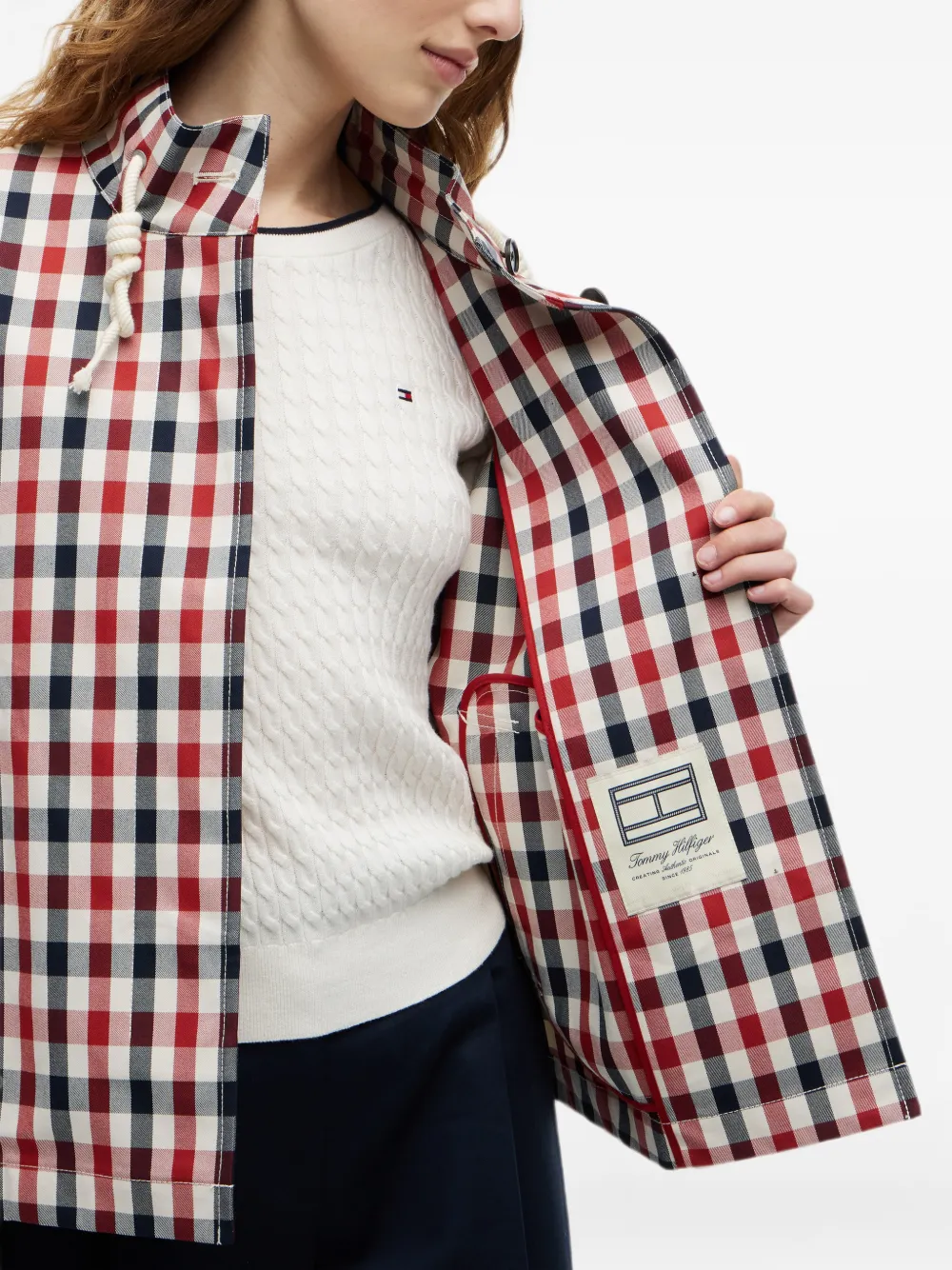 Tommy Hilfiger Jack met trekkoord en gingham ruit Wit