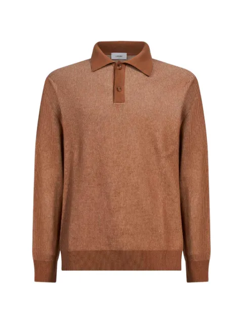Lardini ribbed-knit long-sleeve polo shirt