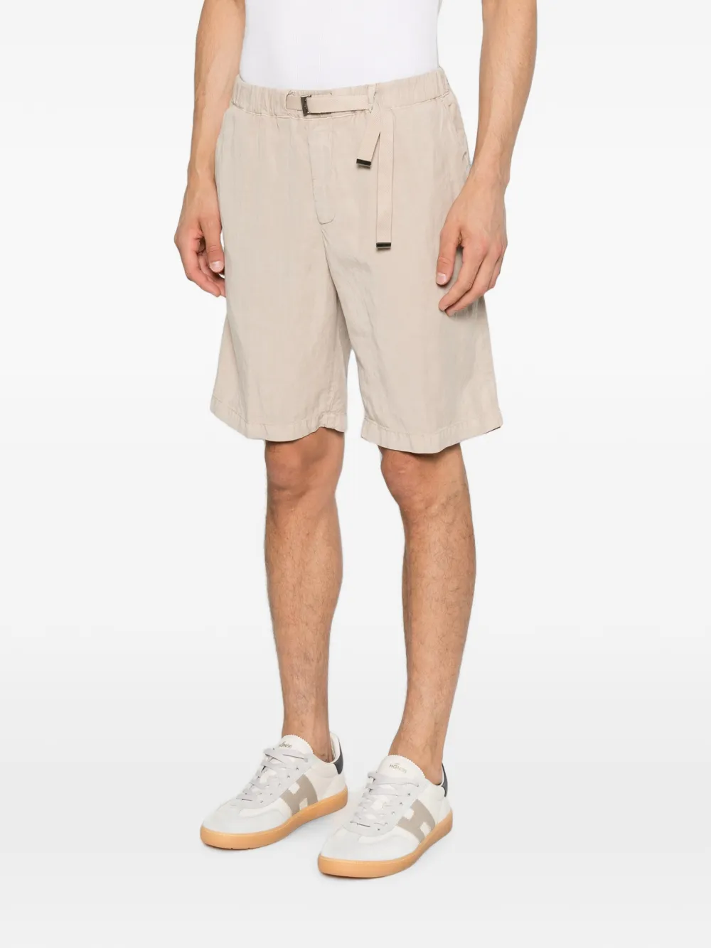 Myths Elastische shorts met ceintuur Beige