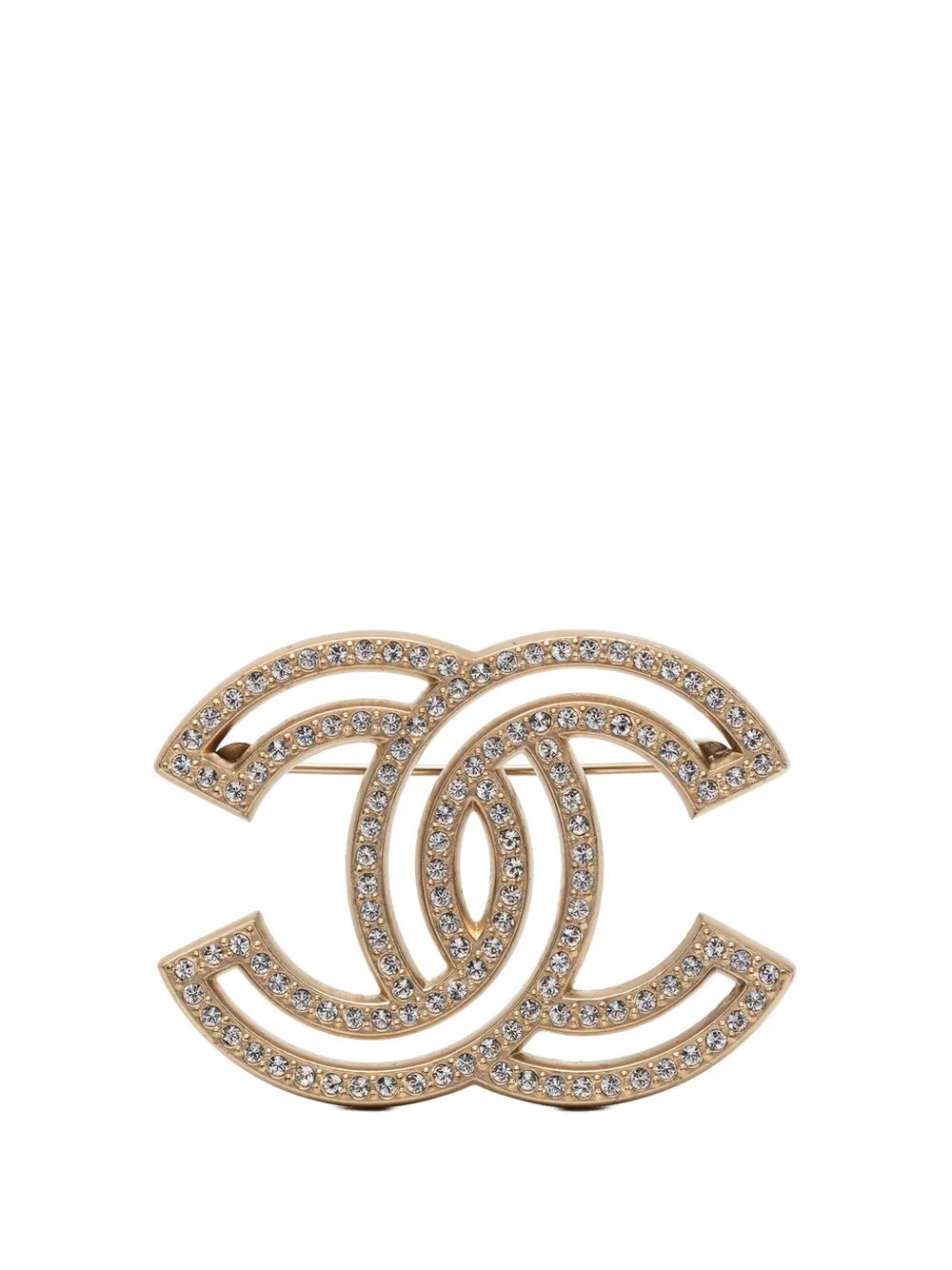 Pre-owned Chanel 2019 Cc Gold-plated Strass Brooch Costume Brooch