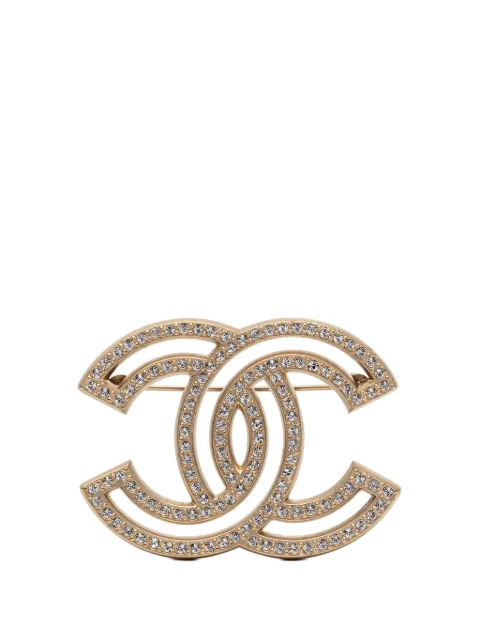 CHANEL Pre-Owned 2019 CC Gold-Plated Strass Brooch costume brooch