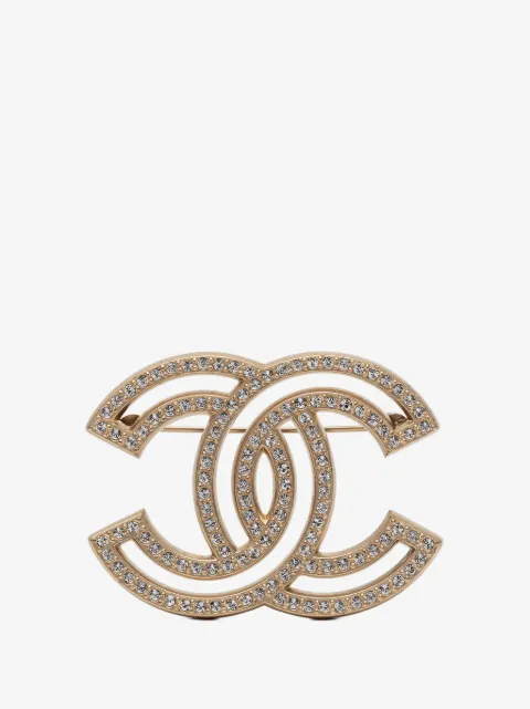 CHANEL Pre-Owned 2019 CC Gold-Plated Strass Brooch costume brooch
