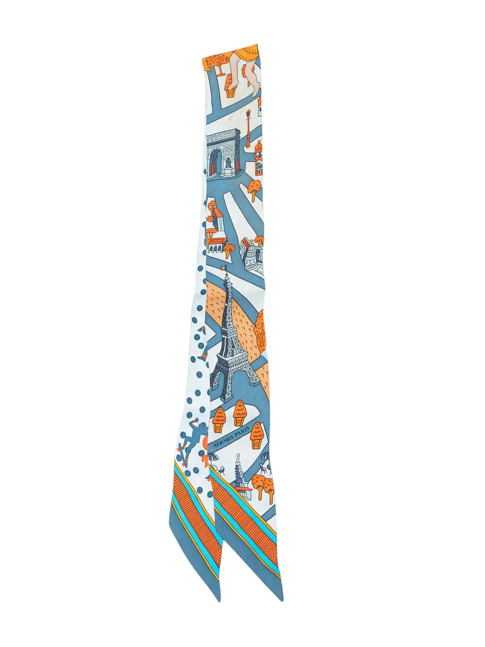 Hermès Pre-Owned 2019-2026 Les Nouveaux Amoureux de Paris Silk Twilly Scarf scarves - Blu