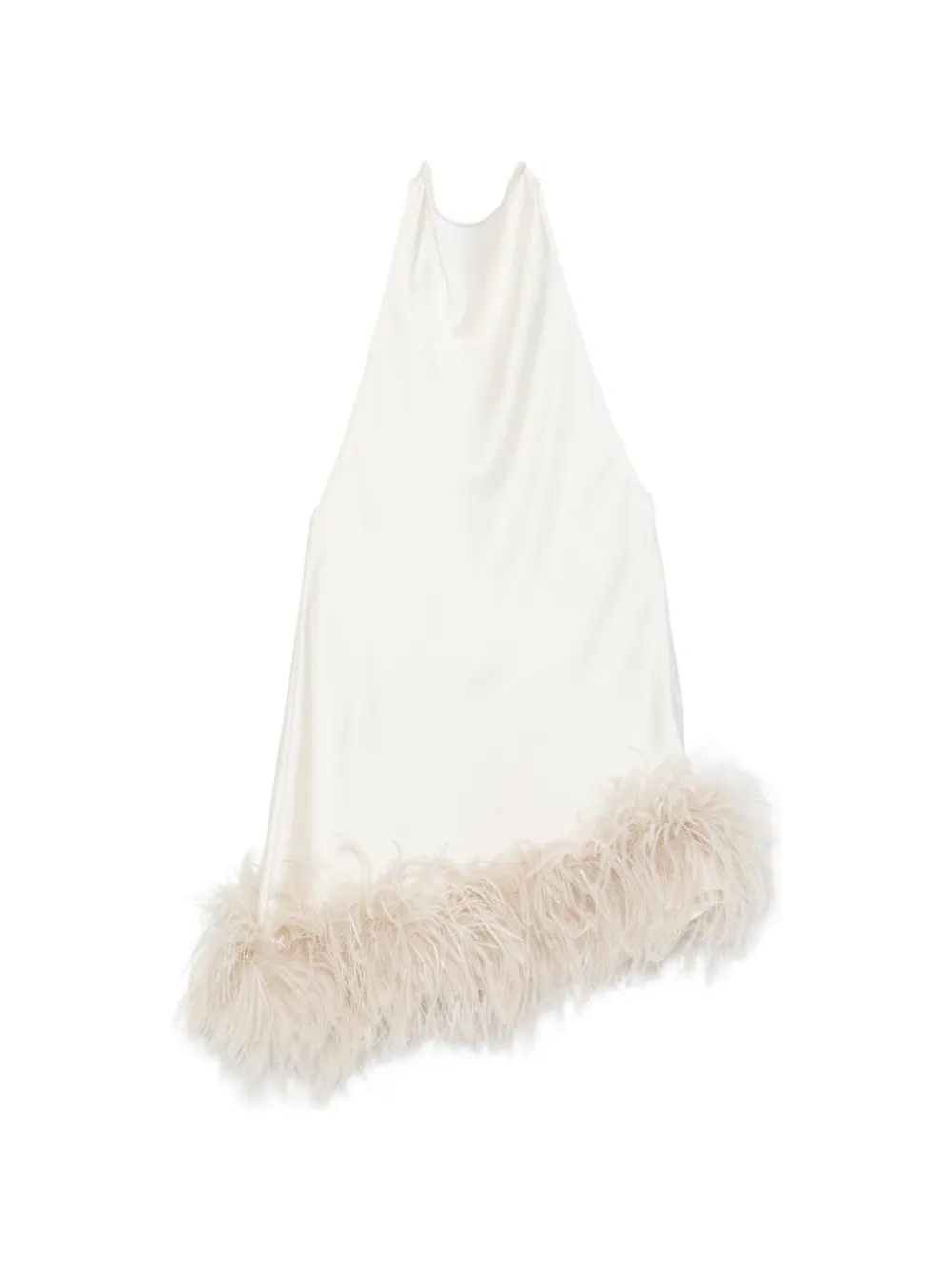 THE ARCHIVIA feather-trim halterneck dress - Weiß