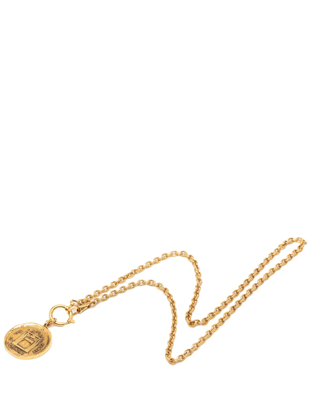 CHANEL Pre-Owned 1970-1980 Gold Plated 31 Rue Cambon Medallion Pendant Necklace costume necklace - Oro
