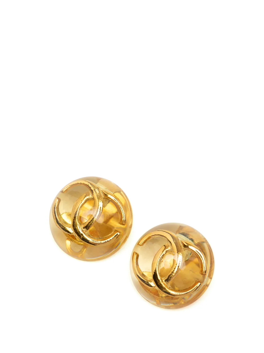 CHANEL Pre-Owned 1980-1990 CC Resin and Gold Plated Clip On Earrings costume earrings - Oro