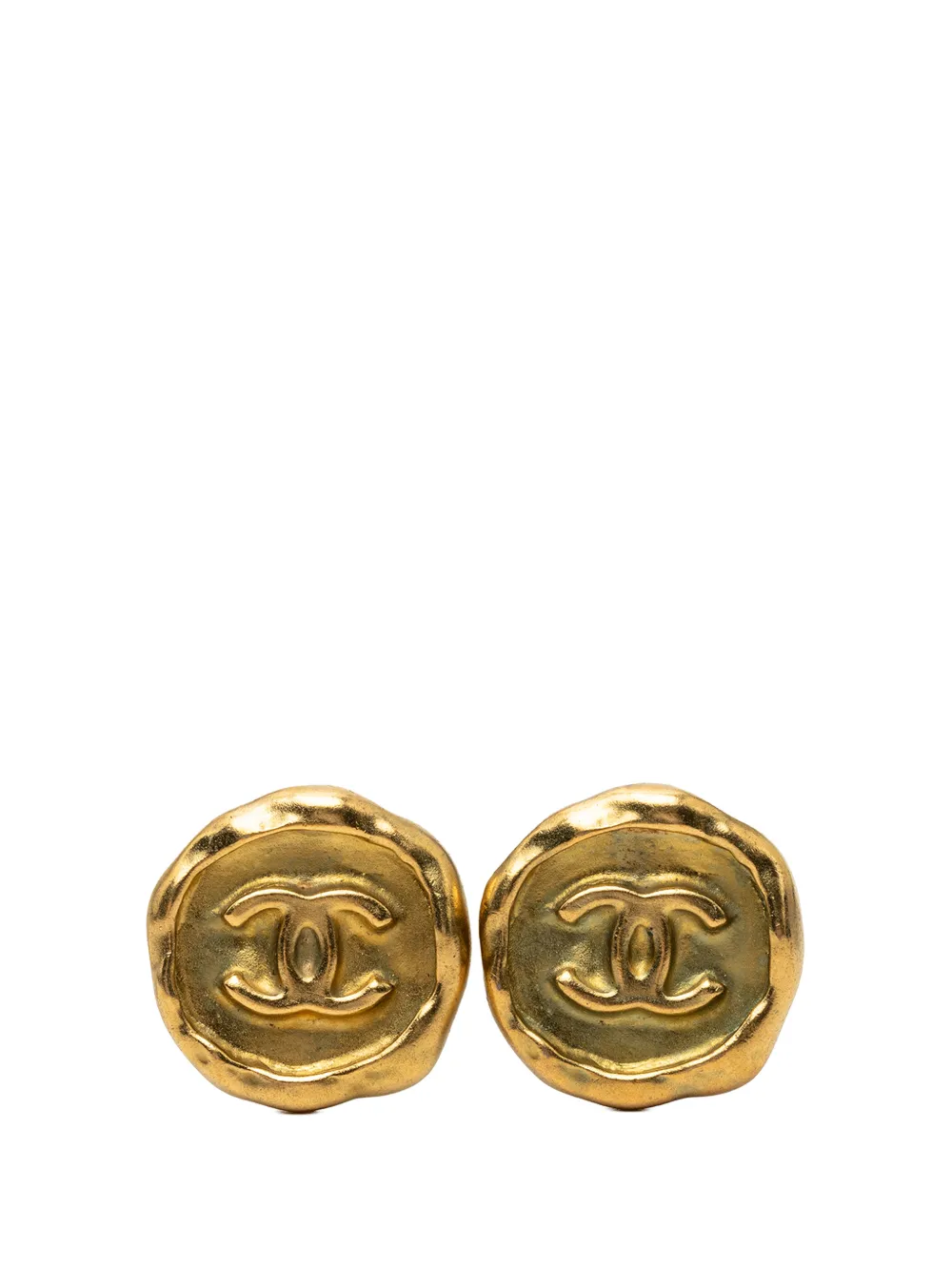 CHANEL Pre-Owned 1995 CC Gold Plated Round Clip On Earrings costume earrings - Oro