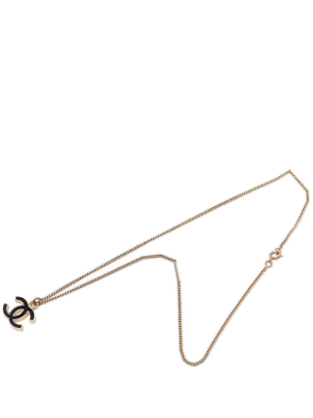 CHANEL Pre-Owned 2000-2026 CC Gold Plated Enamel Pendant Necklace costume necklace - Nero