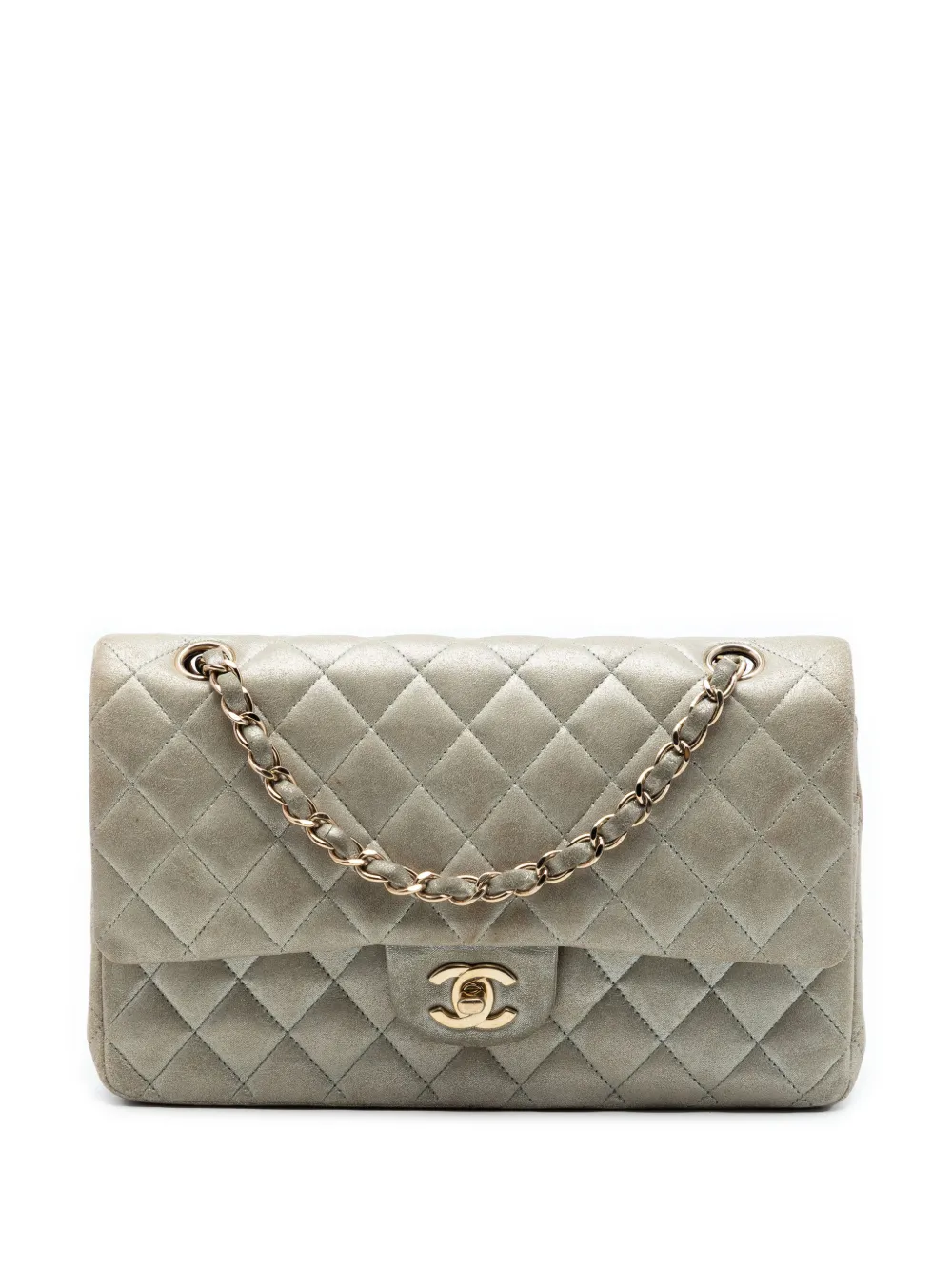 CHANEL Pre-Owned 2011 Medium Classic Iridescent Lambskin Double Flap shoulder bag - Argento