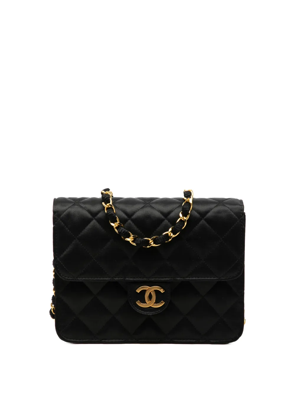 CHANEL Pre-Owned 1989-1991 Mini Square Classic Satin Single Flap crossbody bag - Nero