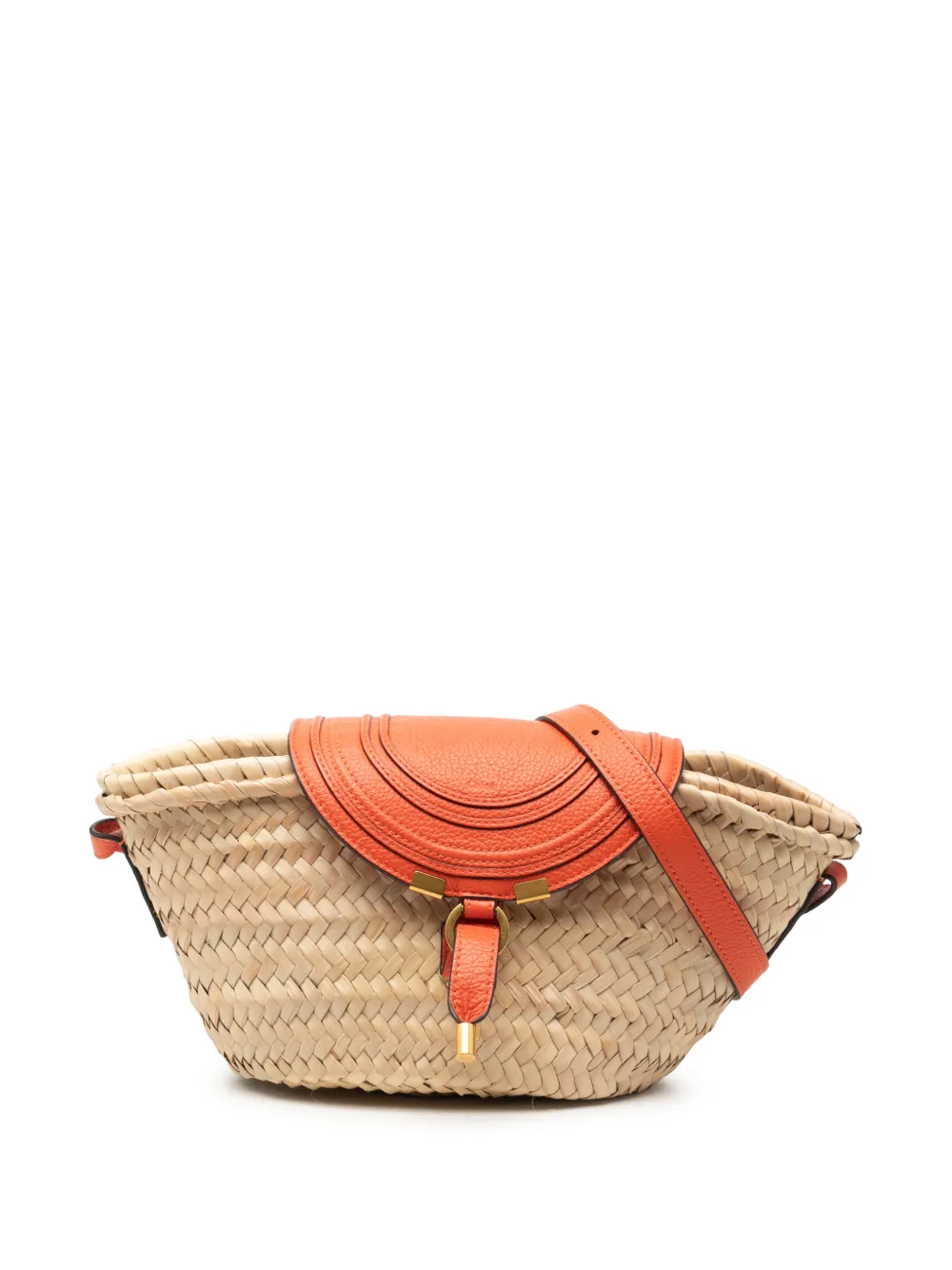 Chloé Pre-Owned 2022 Mini Raffia Marcie Basket crossbody bag - Toni neutri