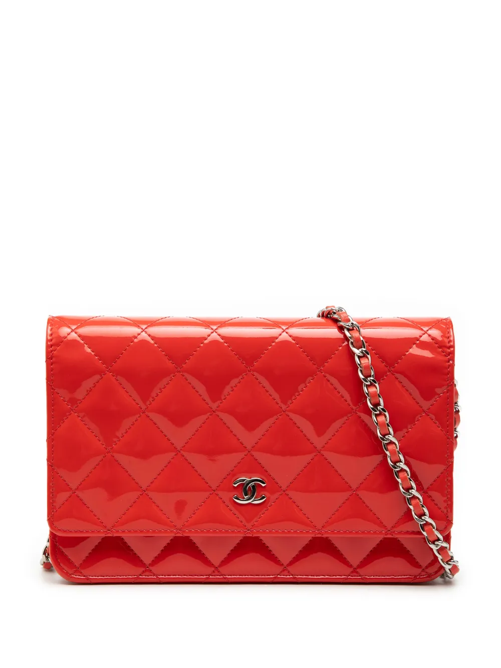 CHANEL Pre-Owned 2013-2014 CC Patent Wallet on Chain crossbody bag - Arancione