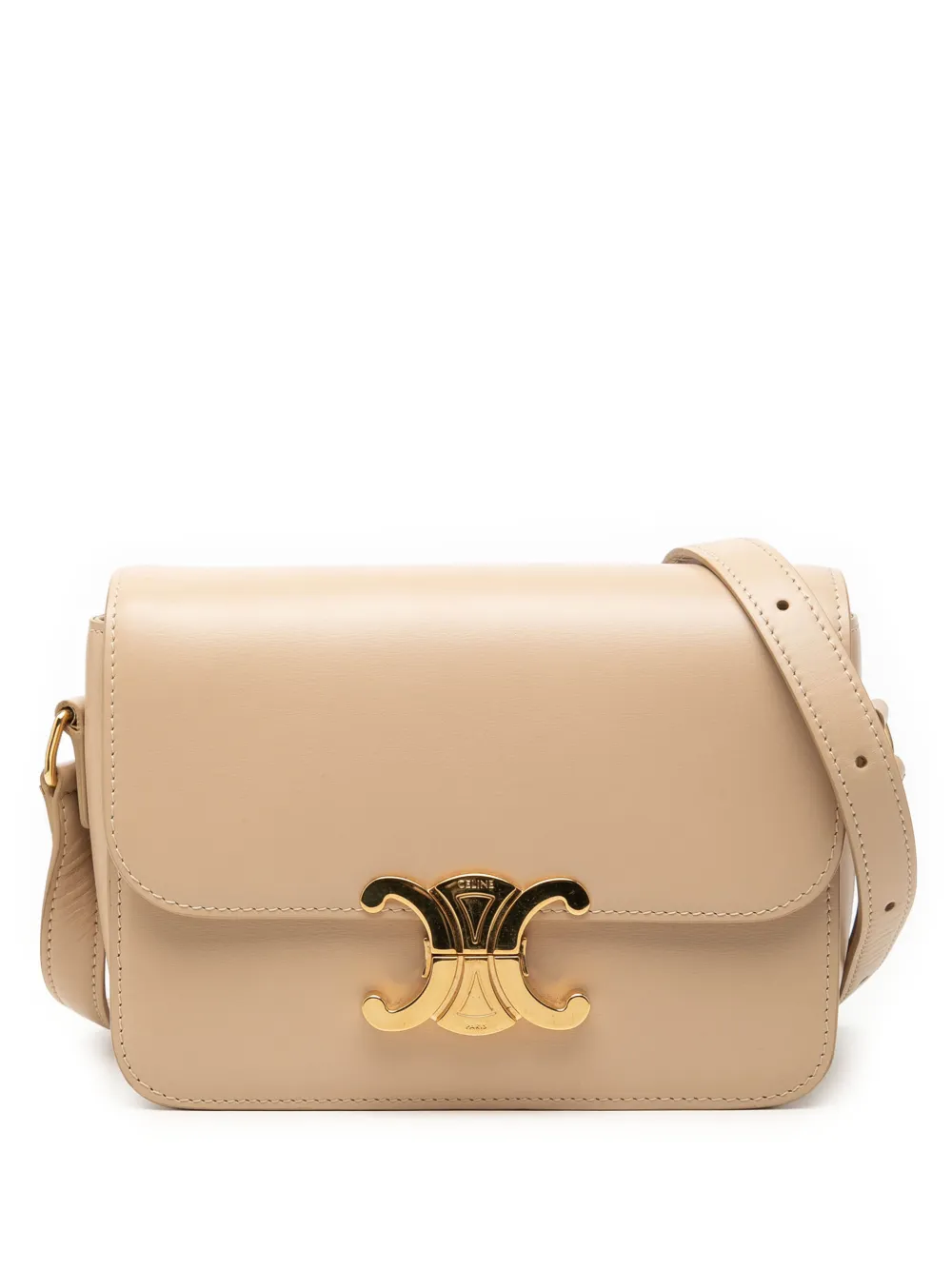 Celine Pre-Owned 2019 Teen Shiny Calfskin Triomphe crossbody bag - Toni neutri