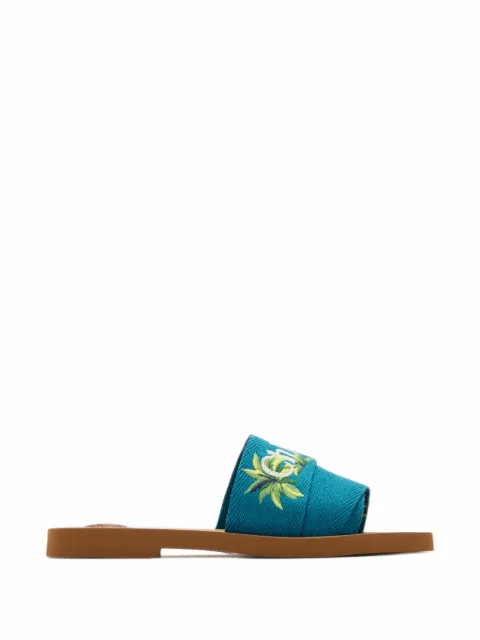 Chloé Woody logo-embroidered flat sandals
