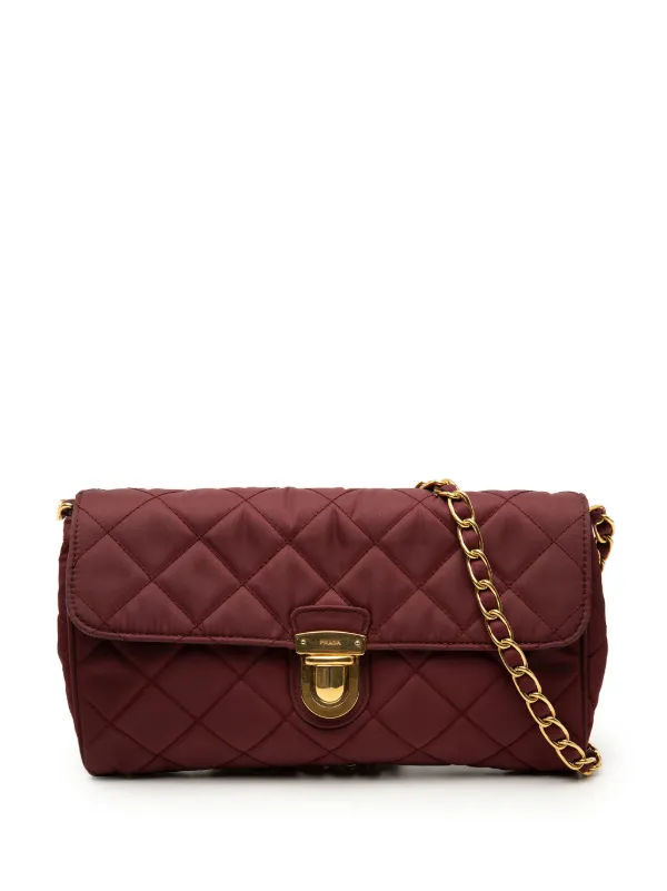 Prada Pre-Owned 2013-2026 Impuntu Tessuto Chain Crossbody Bag