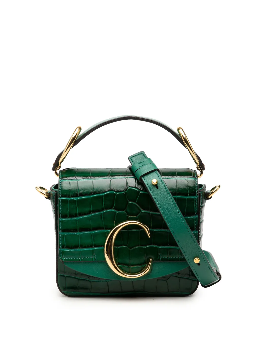 Chloé Pre-Owned 2019 Mini Croc Embossed Calfskin C satchel - Verde