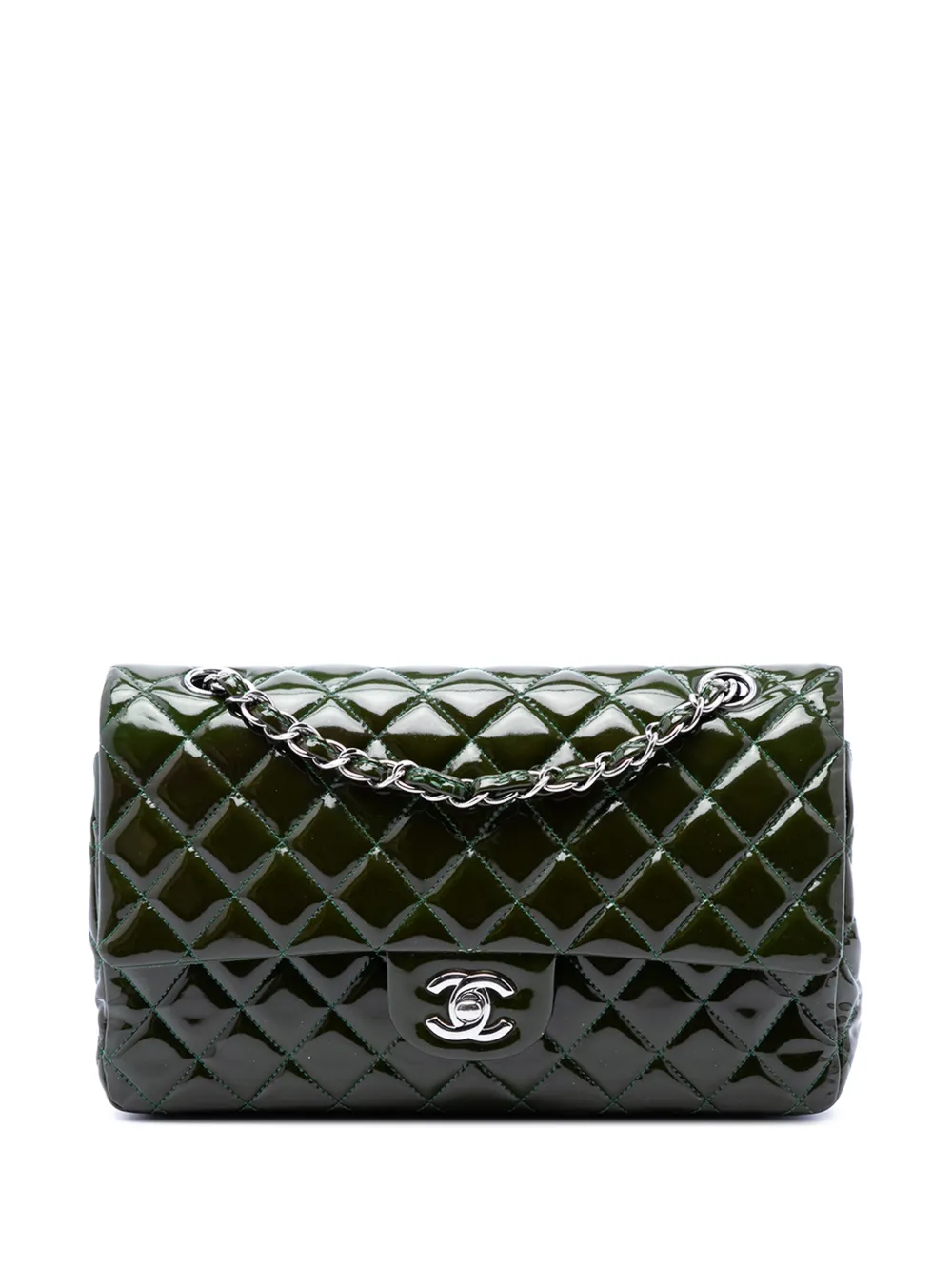 CHANEL Pre-Owned 2011 Medium Classic Patent Double Flap shoulder bag - Verde
