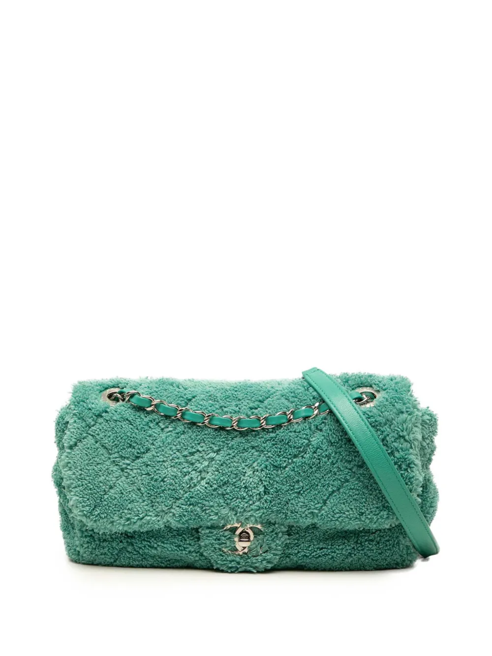 CHANEL Pre-Owned 2019 Medium Quilted Terry Cloth Coco Beach Flap crossbody bag - Verde