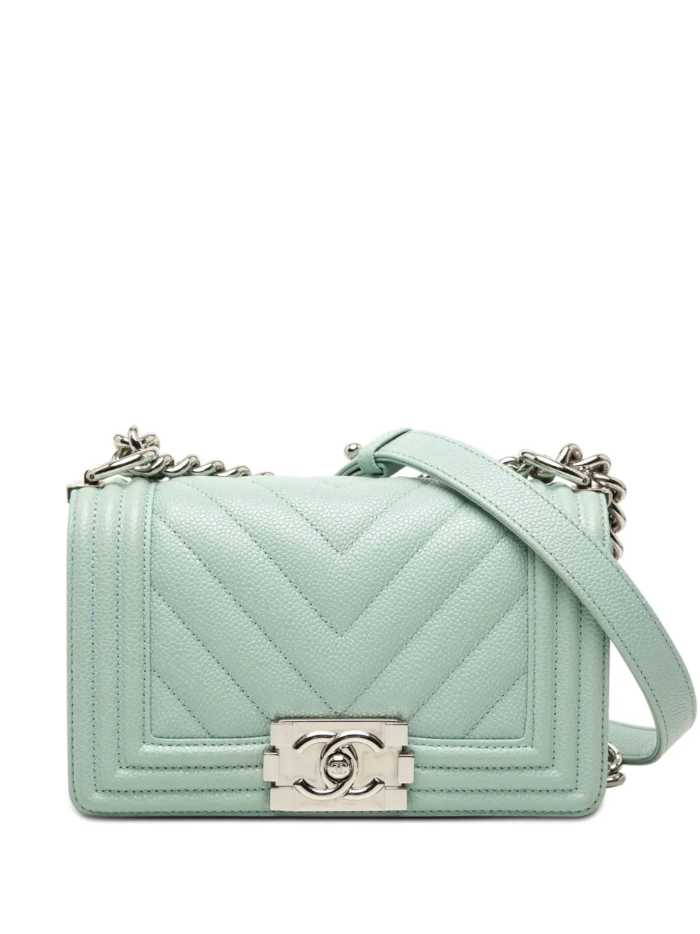 CHANEL Pre-Owned 2004-2005 Small Chevron Caviar Boy Flap crossbody bag - Verde
