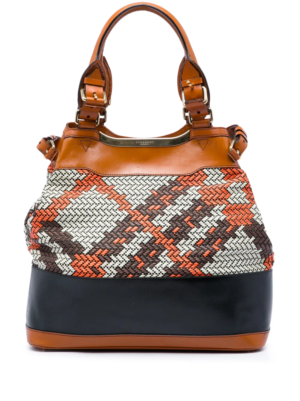 Burberry Pre-Owned 2000-2017 Prorsum Woven Leather Check tote bag - Arancione
