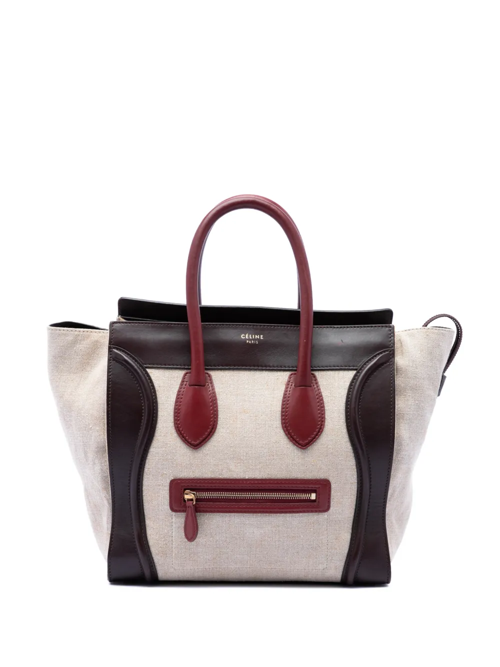 Celine Pre-Owned 2012 Mini Tricolor Canvas and Leather Luggage tote bag - Marrone