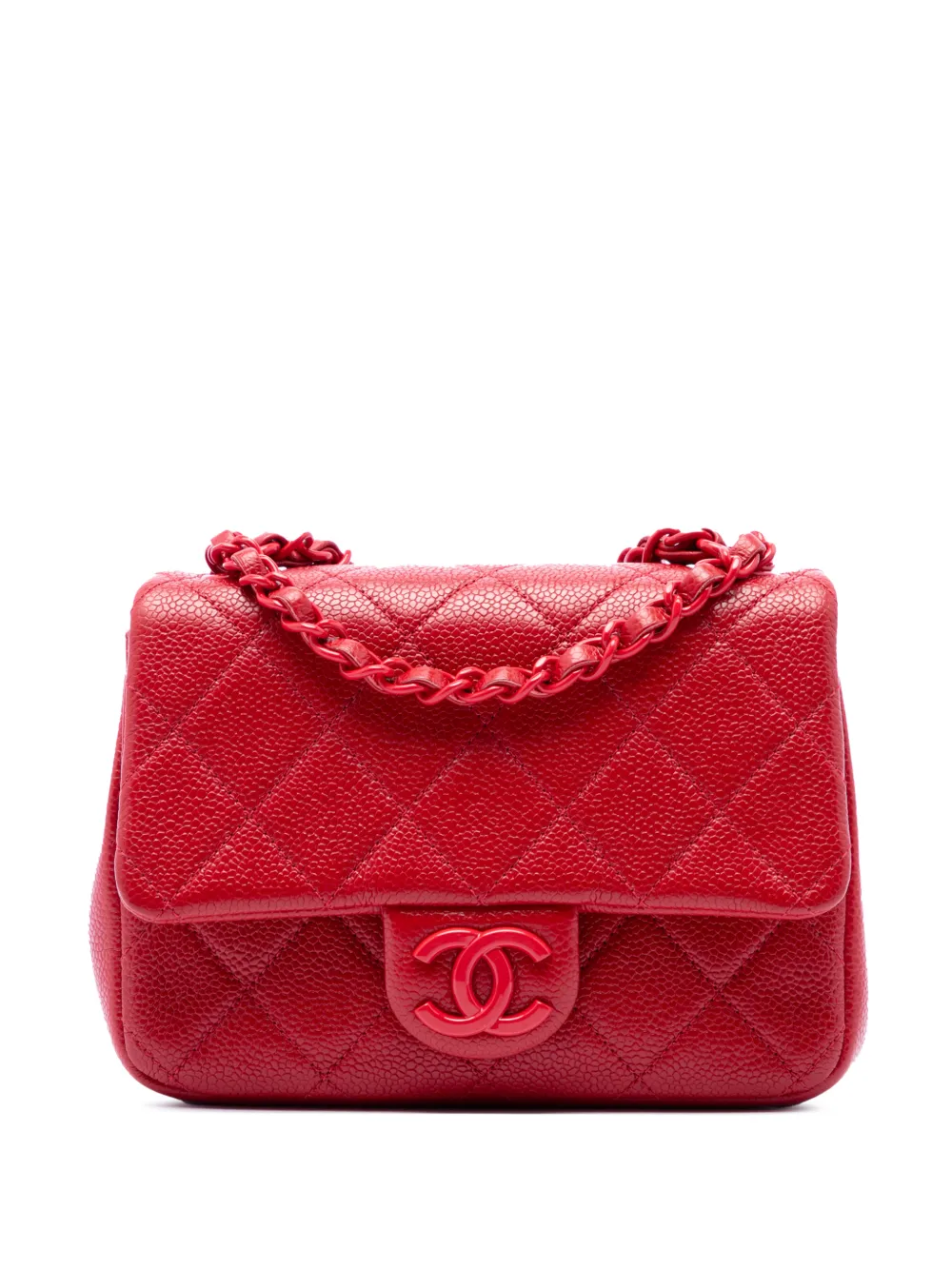 CHANEL Pre-Owned 2019 Mini Square Caviar Incognito Flap crossbody bag - Rosso