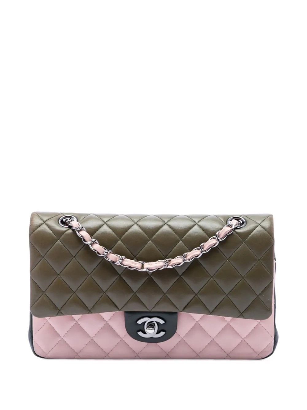 CHANEL Pre-Owned 2016-2017 Medium Classic Tricolor Lambskin Double Flap shoulder bag - Verde