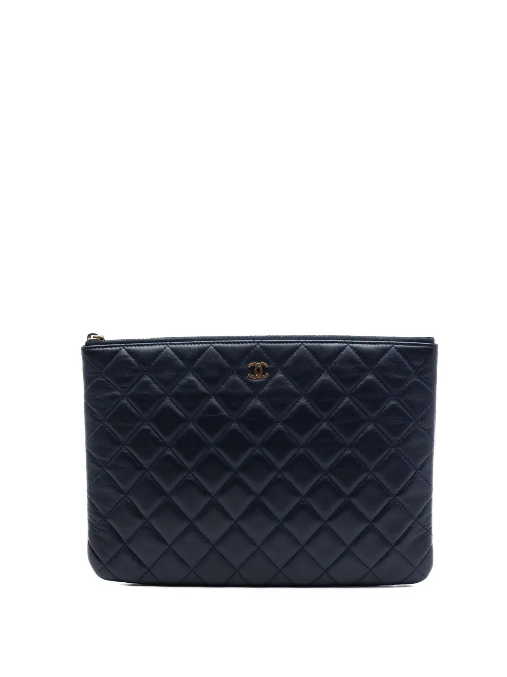 CHANEL Pre-Owned 2014-2015 Medium Quilted Lambskin O Case clutch bag - Blue