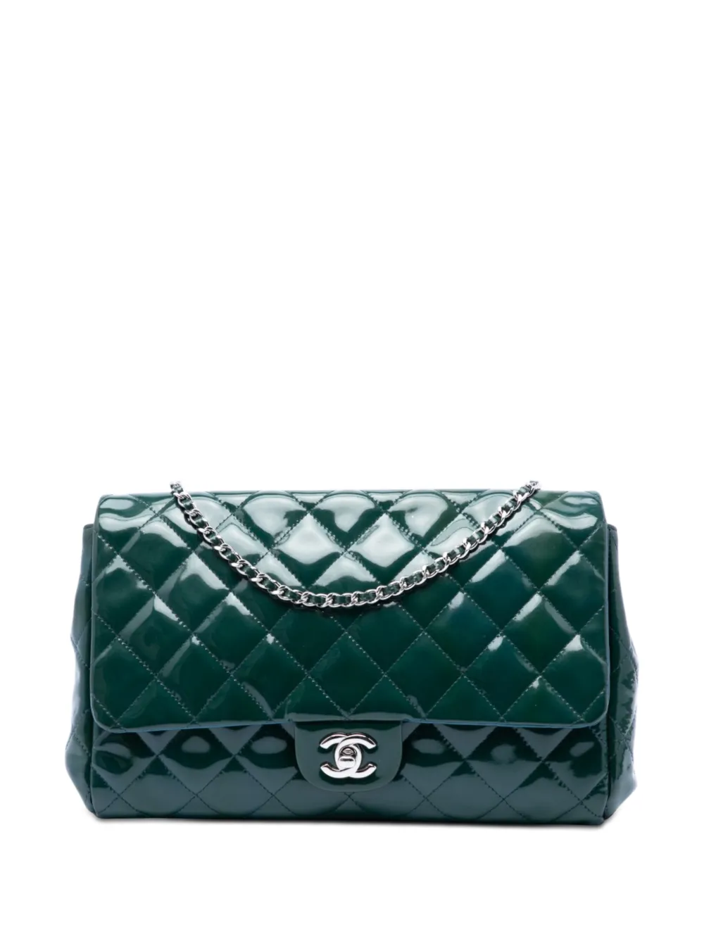 CHANEL Pre-Owned 2011 CC Quilted Patent Clutch With Chain shoulder bag - Verde