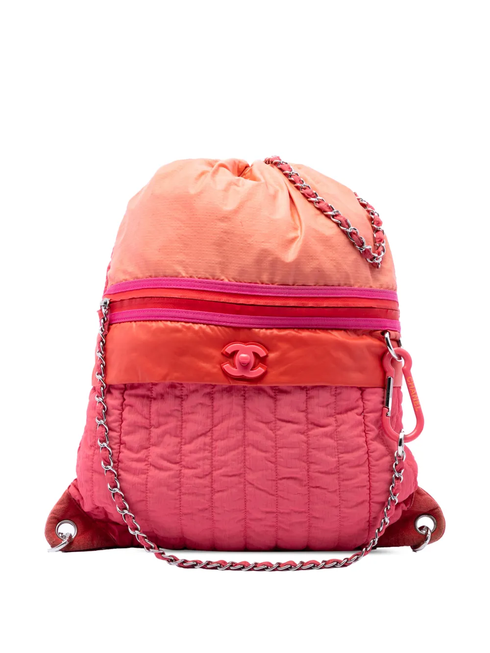 CHANEL Pre-Owned 2019 Large CC Multicolor Vertical Quilted Nylon Coco Neige Convertible backpack - Rosa