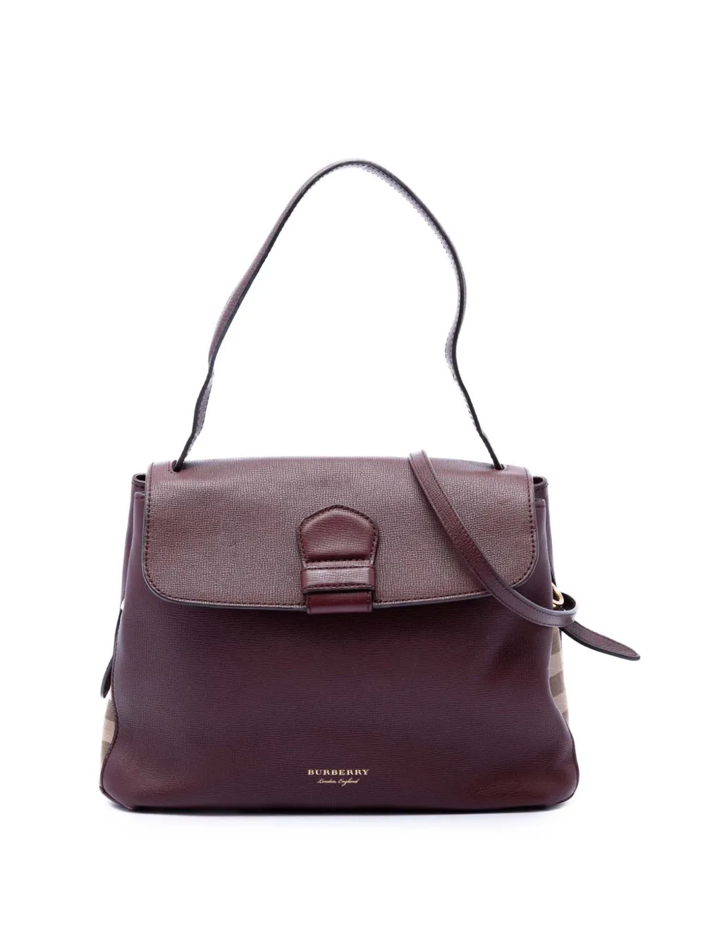 Burberry Pre-Owned 2000-2017 Medium House Check Trimmed Leather Camberley satchel - Rosso
