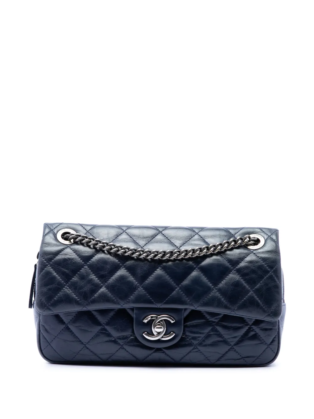 CHANEL Pre-Owned 2014-2015 Medium Quilted Glazed Calfskin Duo Color Flap crossbody bag - Blu