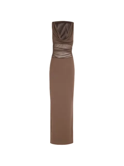 SEROYA maxi Marla draped tulle-panel dress