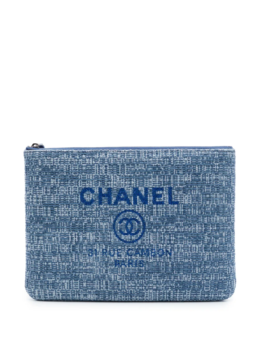CHANEL Pre-Owned 2018 Medium Tweed Deauville O Case clutch bag - Blue