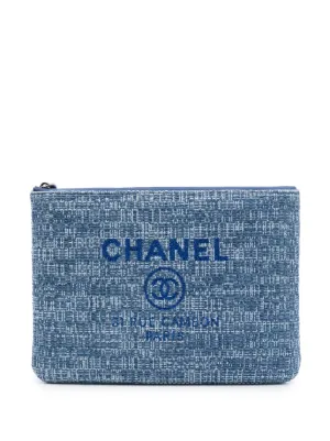 CHANEL Pre-Owned 2018 ラージ ツイード ドーヴィル O ケース クラッチ