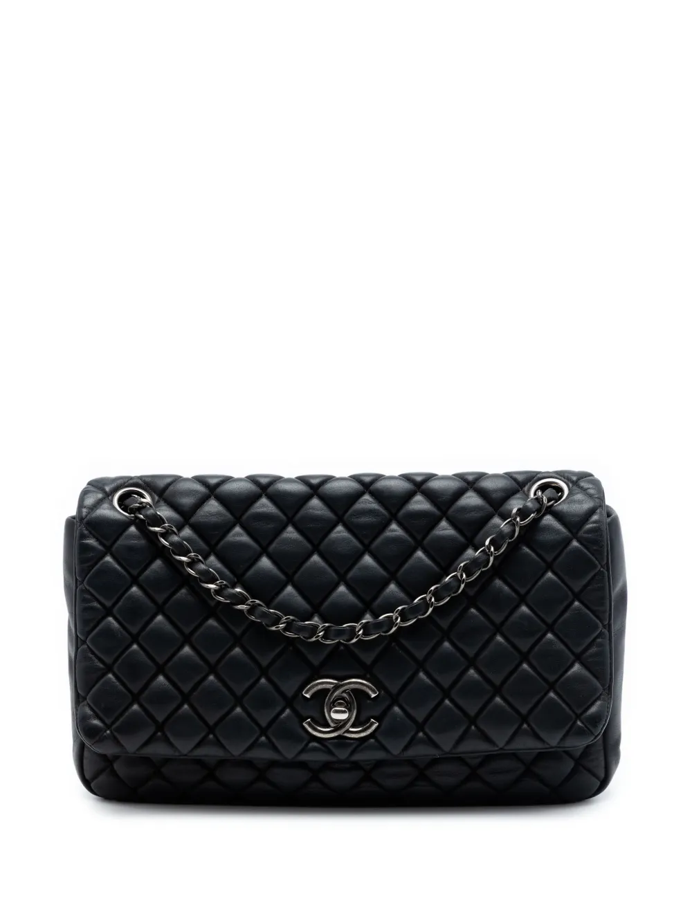 CHANEL Pre-Owned 2012-2013 Large Quilted Iridescent Calfskin New Bubble Flap shoulder bag - Nero