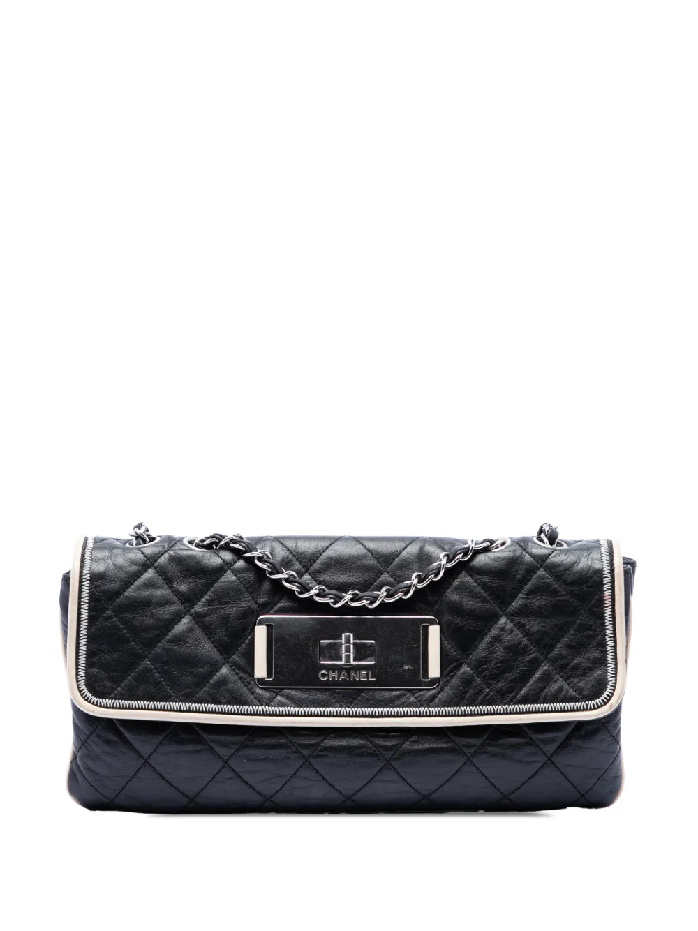CHANEL Pre-Owned 2008-2009 Quilted Lambskin East West Mademoiselle Flap shoulder bag - Nero